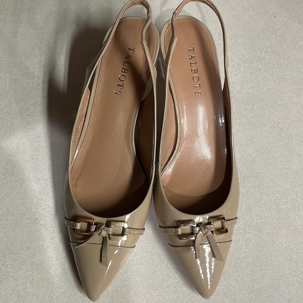 Talbots kitten heel nude slings